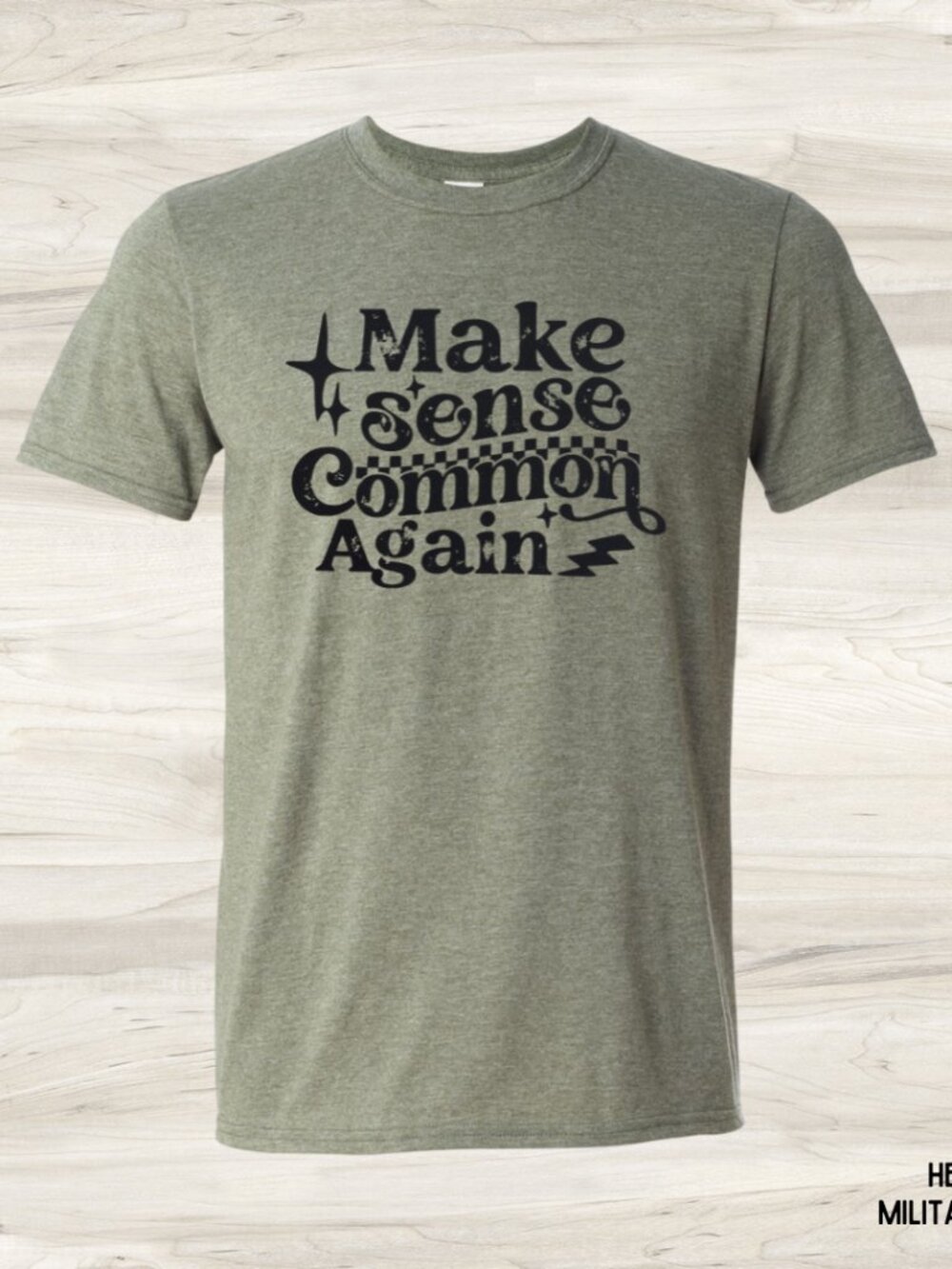 NWT Gildan Softstyle Make Sense Common Again Unisex Graphic Tee Green 3XL